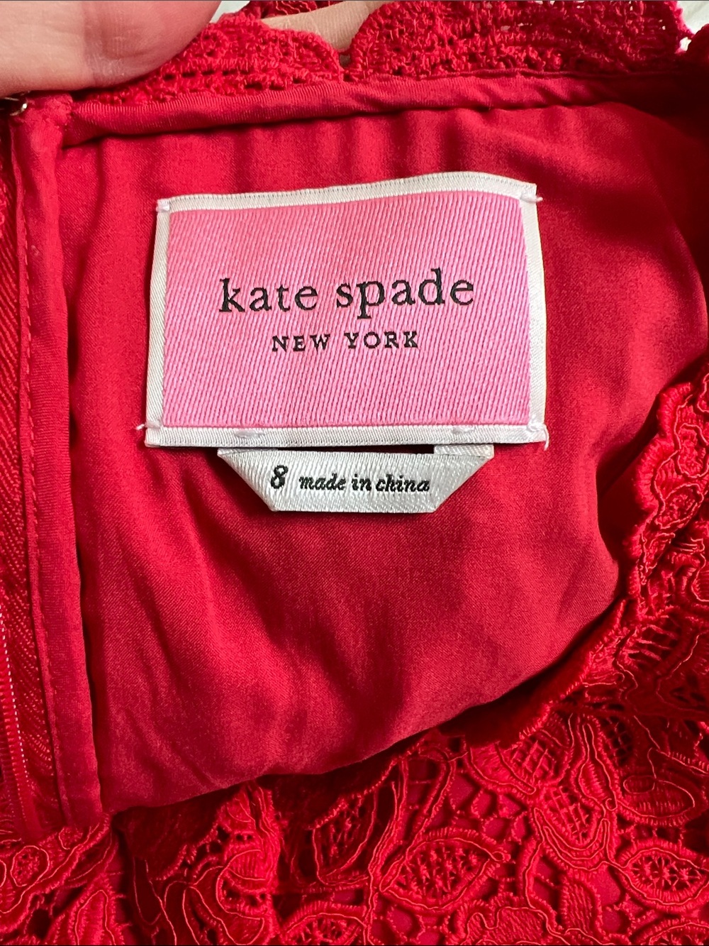 kate spade Red Floral Lace Midi Dress - Picture 10 of 11